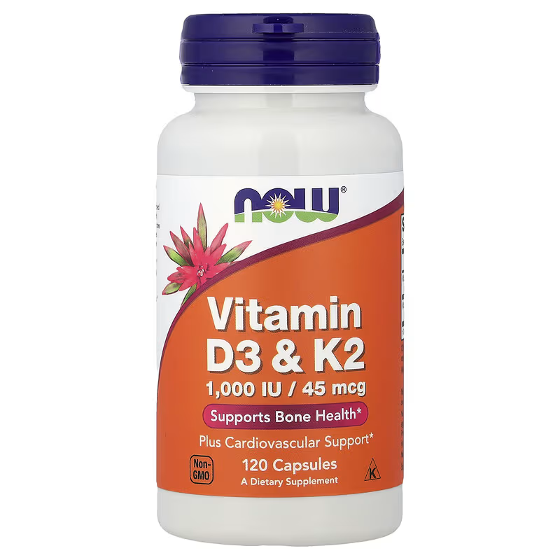 NOW Foods, Vitamin D3 & K2, 120 Kapseln