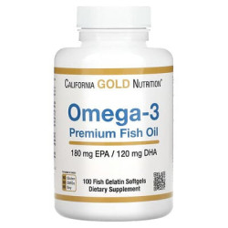 California Gold Nutrition, Omega-3 Premium Fish Oil, hochwertiges Omega-3-Fischöl, 100 Fischgelatine-Weichkapseln
