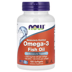 NOW Foods, Omega-3 Fish Oil, Omega-3-Fischöl, 1.000 mg, 180 EPA – 120 DHA, 100 Weichkapseln