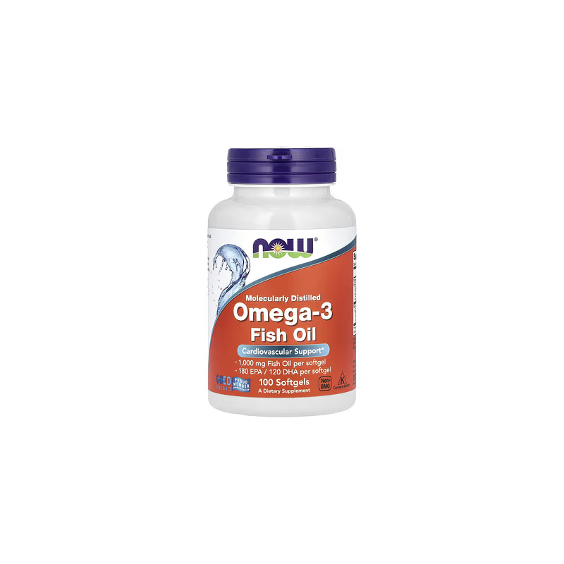 NOW Foods, Omega-3 Fish Oil, Omega-3-Fischöl, 1.000 mg, 180 EPA – 120 DHA, 100 Weichkapseln